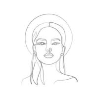 Woman linear with hat drawing vector