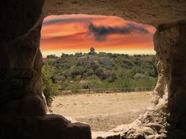 cava d'ispica gymnasium cave in sicily italy photo