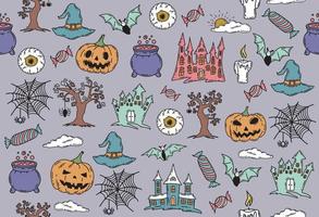 Halloween symbols hand drawn illustrations vector