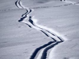 dolomites snow panorama alpine ski off slope tracks photo