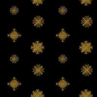 Seamless pattern with illustration of snowflakes in golden texture on black vector