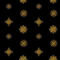 Seamless pattern with illustration of snowflakes in golden texture on black vector