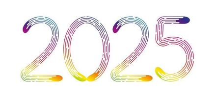 New Year 2025 from rainbow gradient dotted lines on white background. vector