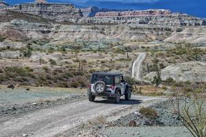 Car in baja california landscape panorama desert road photo