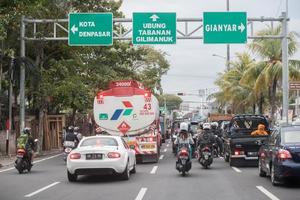 DENPASAR, BALI, INDONESIA - AUGUST 15, 2016 - Indonesia island congested traffic photo
