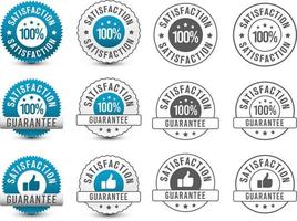 100 percent satisfaction guarantee badge, icon, symbol, insignia with different type of design style set, collection isolated on white background. vector