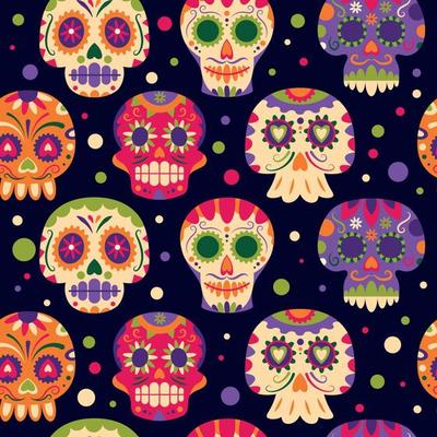 Calavera Sugar Skull Seamless Pattern