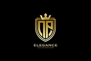 initial NP elegant luxury monogram logo or badge template with scrolls and royal crown - perfect for luxurious branding projects vector
