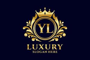 Initial YL Letter Royal Luxury Logo template in vector art for luxurious branding projects and other vector illustration.