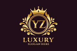 Initial YZ Letter Royal Luxury Logo template in vector art for luxurious branding projects and other vector illustration.