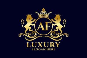 Initial AF Letter Lion Royal Luxury Logo template in vector art for luxurious branding projects and other vector illustration.