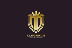 initial ND elegant luxury monogram logo or badge template with scrolls and royal crown - perfect for luxurious branding projects vector