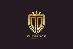 initial NQ elegant luxury monogram logo or badge template with scrolls and royal crown - perfect for luxurious branding projects vector