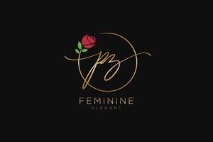 monograma de belleza de logotipo femenino pz inicial y diseño de logotipo elegante, logotipo de escritura a mano de firma inicial, boda, moda, floral y botánica con plantilla creativa. vector
