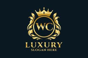 Initial WC Letter Royal Luxury Logo template in vector art for luxurious branding projects and other vector illustration.