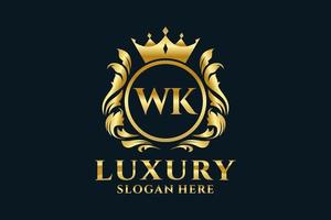 Initial WK Letter Royal Luxury Logo template in vector art for luxurious branding projects and other vector illustration.