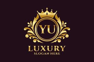 Initial YU Letter Royal Luxury Logo template in vector art for luxurious branding projects and other vector illustration.