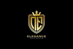 initial NT elegant luxury monogram logo or badge template with scrolls and royal crown - perfect for luxurious branding projects vector