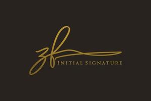 Initial ZF Letter Signature Logo Template elegant design logo. Hand drawn Calligraphy lettering Vector illustration.