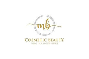 initial MB Feminine logo beauty monogram and elegant logo design, handwriting logo of initial signature, wedding, fashion, floral and botanical with creative template. vector