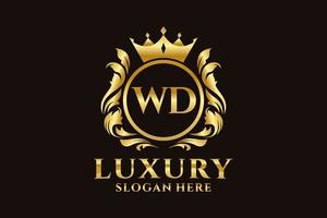 Initial WD Letter Royal Luxury Logo template in vector art for luxurious branding projects and other vector illustration.