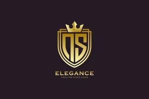 initial NS elegant luxury monogram logo or badge template with scrolls and royal crown - perfect for luxurious branding projects vector