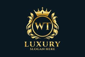 Initial WT Letter Royal Luxury Logo template in vector art for luxurious branding projects and other vector illustration.