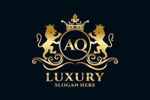 Initial AQ Letter Lion Royal Luxury Logo template in vector art for luxurious branding projects and other vector illustration.