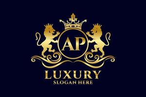 Initial AP Letter Lion Royal Luxury Logo template in vector art for luxurious branding projects and other vector illustration.