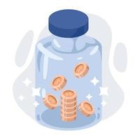 jar with coins, money income vector