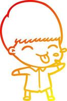 warm gradient line drawing funny cartoon boy vector