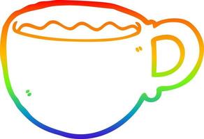 taza de café de dibujos animados de dibujo de línea de gradiente de arco iris vector