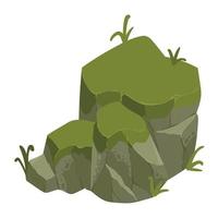 rock with grass vector