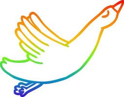 rainbow gradient line drawing cartoon flying goose vector