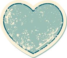 iconic distressed sticker tattoo style image of a heart vector