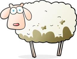 freehand drawn cartoon muddy sheep vector