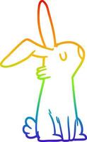rainbow gradient line drawing cartoon rabbit vector