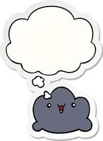cartoon cloud and thought bubble as a printed sticker vector