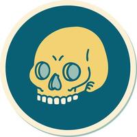 pegatina de tatuaje al estilo tradicional de una calavera vector