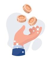 hand with coins, money income vector