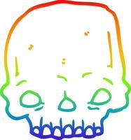 rainbow gradient line drawing cartoon spooky skull vector