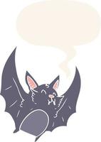 cartoon vampire halloween bat and speech bubble in retro style vector