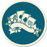 sticker of tattoo in traditional style of cards and banner vector