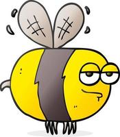 freehand drawn cartoon unhappy bee vector