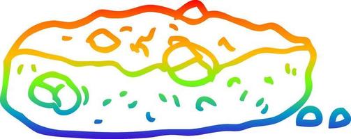 arco iris gradiente línea dibujo dibujos animados galleta con chispas de chocolate vector