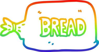 rainbow gradient line drawing cartoon bread in bag vector