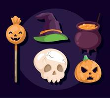 halloween party icon collection vector