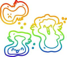 rainbow gradient line drawing cartoon cells vector