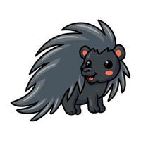 Cute black little hedgehog cartoon posing vector