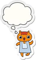 cartoon cat and thought bubble as a printed sticker vector